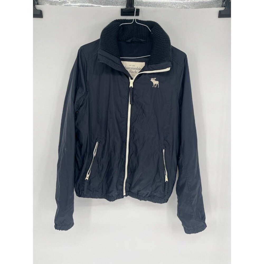 Abercrombie & Fitch Navy Blue High Neck Padded Full Zip Windbreaker Jacket Sz XL